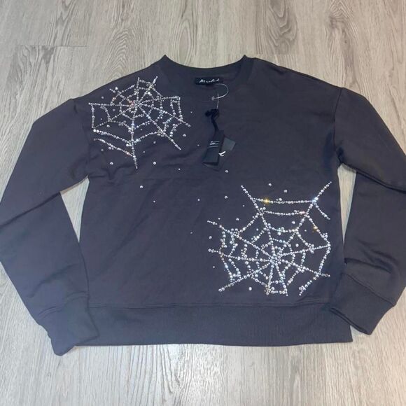 Source Unknown Tops - Marled Women's Black and Grey Sweatshirt XS